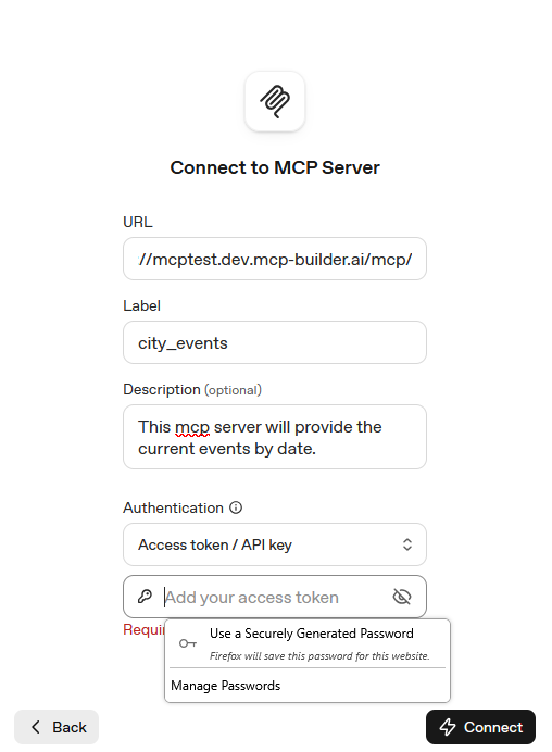 Add credentials